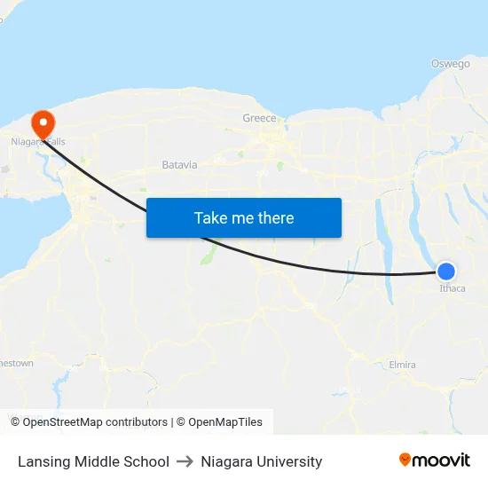 Lansing Middle School to Niagara University map