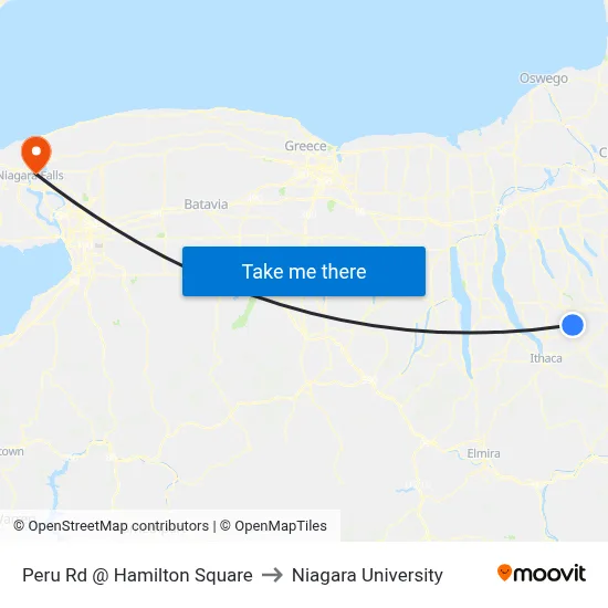 Peru Rd @ Hamilton Square to Niagara University map
