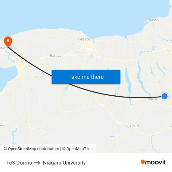 Tc3 Dorms to Niagara University map