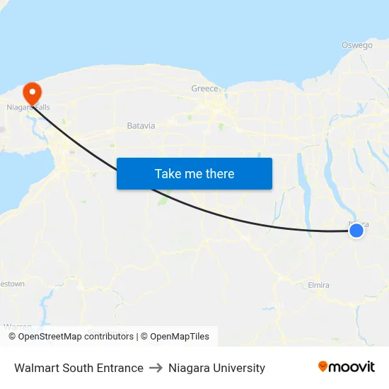 Walmart South Entrance to Niagara University map