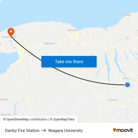 Danby Fire Station to Niagara University map