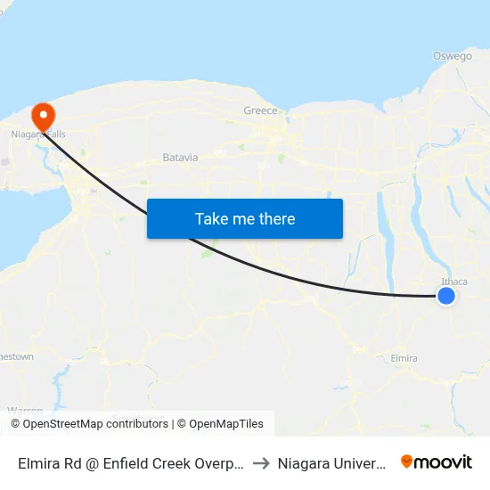 Elmira Rd @ Enfield Creek Overpass to Niagara University map