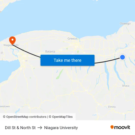 Dill St & North St to Niagara University map