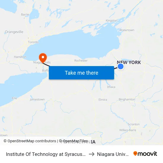 Institute Of Technology at Syracuse Central to Niagara University map