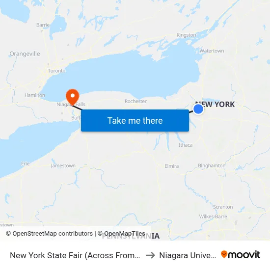 New York State Fair (Across From Gate 2) to Niagara University map