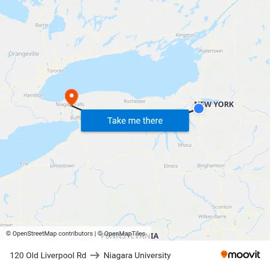 120 Old Liverpool Rd to Niagara University map
