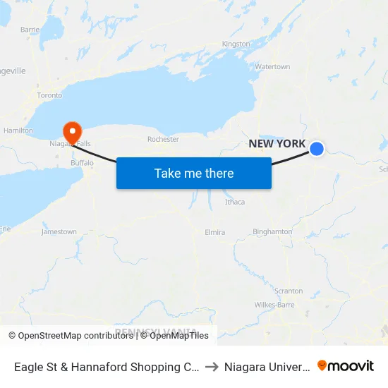 Eagle St & Hannaford Shopping Center to Niagara University map
