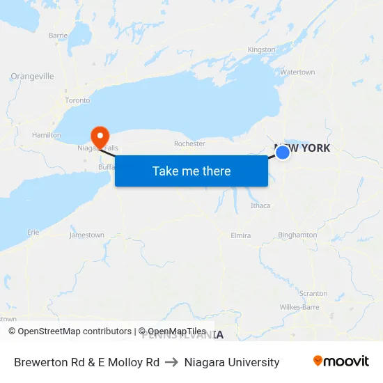 Brewerton Rd & E Molloy Rd to Niagara University map