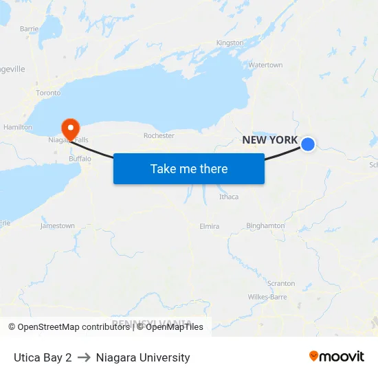 Utica Bay 2 to Niagara University map