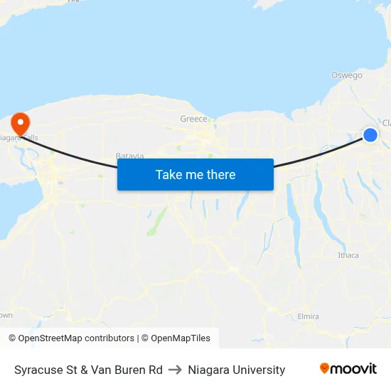 Syracuse St & Van Buren Rd to Niagara University map