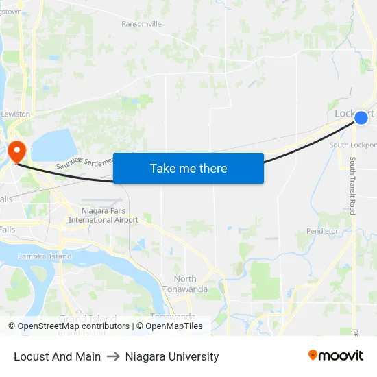 Locust And Main to Niagara University map