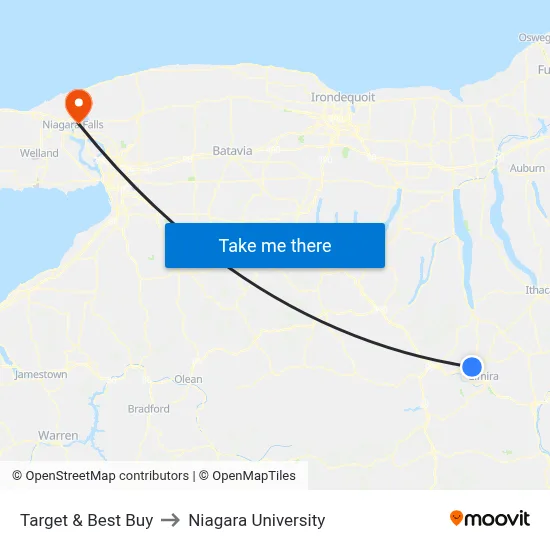 Target & Best Buy to Niagara University map