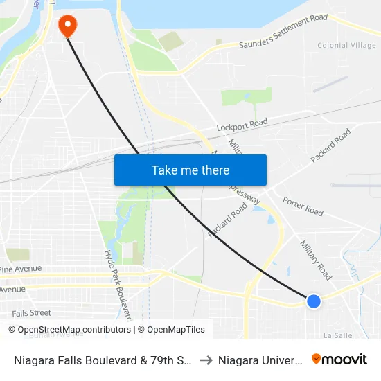 Niagara Falls Boulevard & 79th Street to Niagara University map