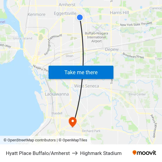 Hyatt Place Buffalo/Amherst to Highmark Stadium map