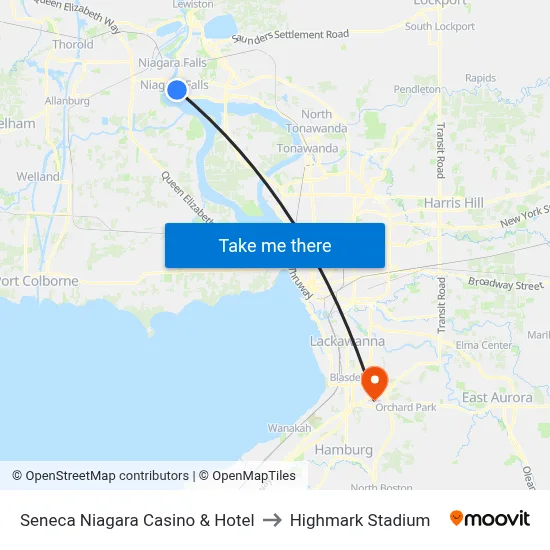 Seneca Niagara Casino & Hotel to Highmark Stadium map