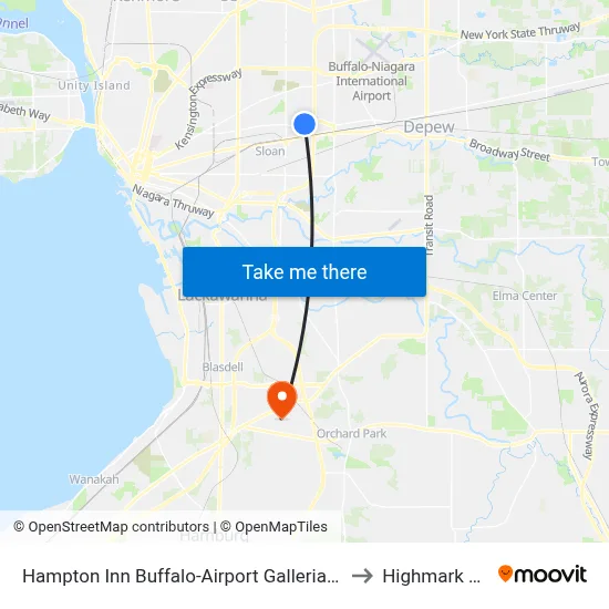 Hampton Inn Buffalo-Airport Galleria Mall, Cheektowaga to Highmark Stadium map
