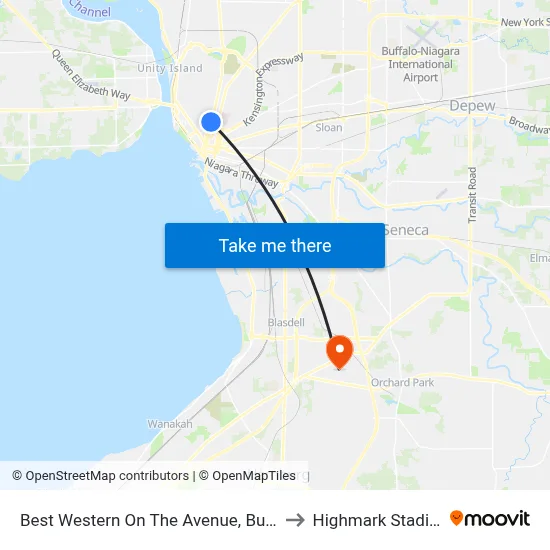 Best Western On The Avenue, Buffalo to Highmark Stadium map