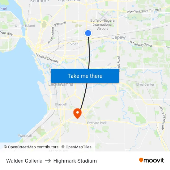 Walden Galleria to Highmark Stadium map