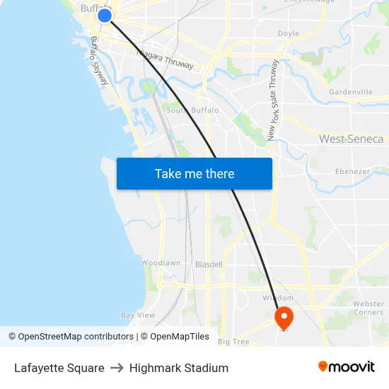 Lafayette Square to Highmark Stadium map