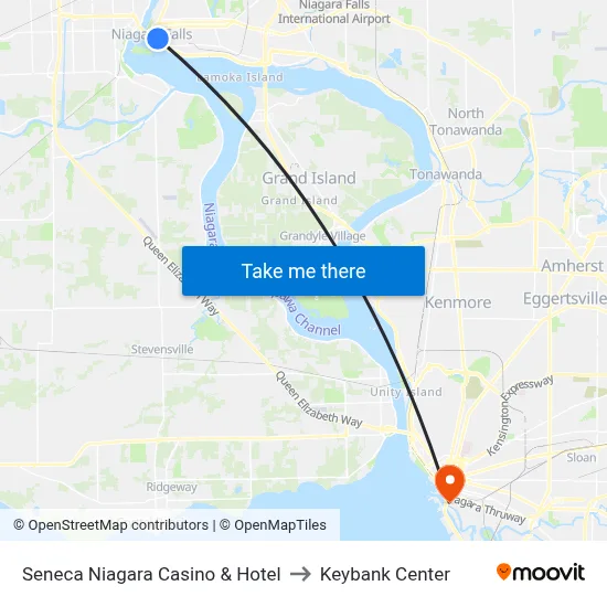 Seneca Niagara Casino & Hotel to Keybank Center map