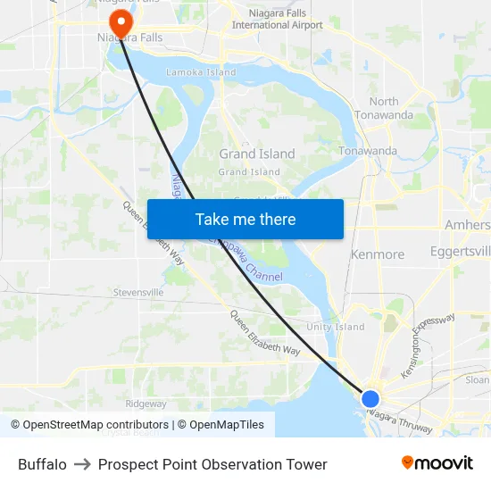 Buffalo to Prospect Point Observation Tower map