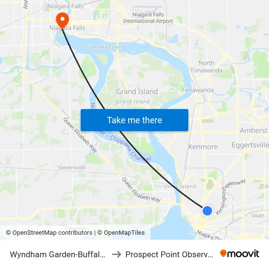 Wyndham Garden-Buffalo Downtown to Prospect Point Observation Tower map