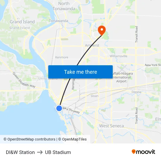 Dl&W Station to UB Stadium map