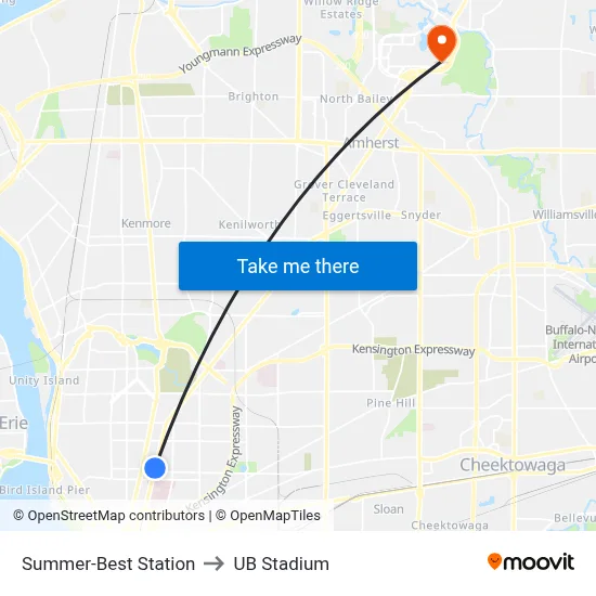 Summer-Best Station to UB Stadium map