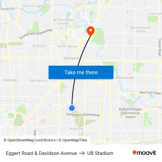 Eggert Road & Davidson Avenue to UB Stadium map