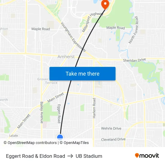 Eggert Road & Eldon Road to UB Stadium map