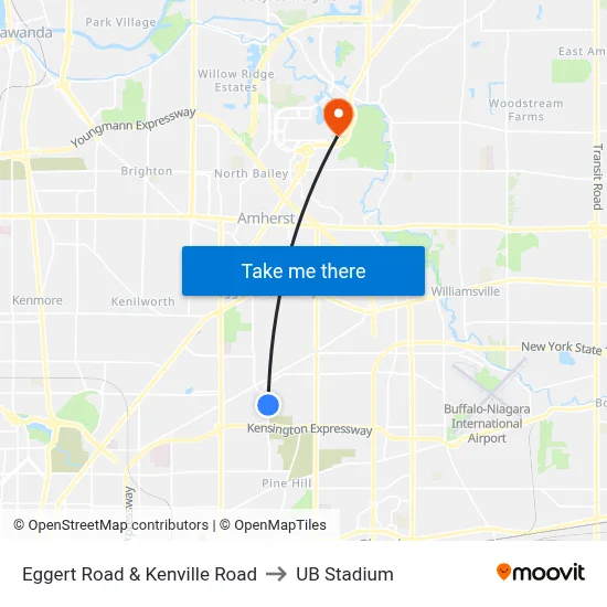 Eggert Road & Kenville Road to UB Stadium map