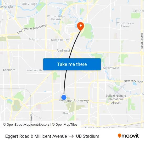 Eggert Road & Millicent Avenue to UB Stadium map