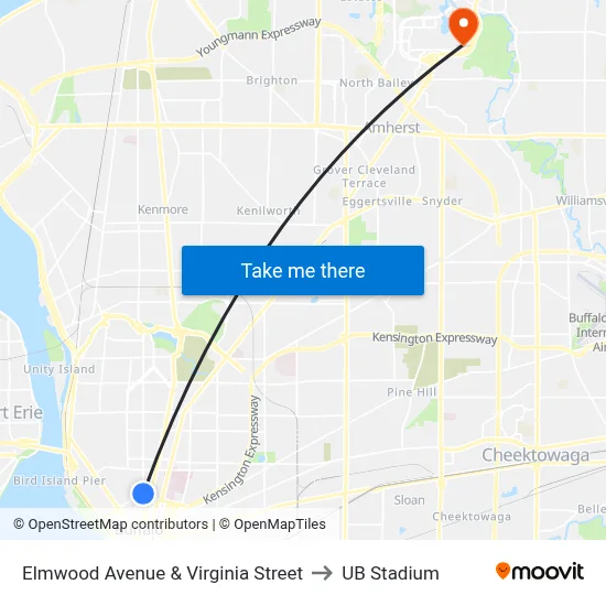 Elmwood Avenue & Virginia Street to UB Stadium map