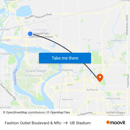 Fashion Outlet Boulevard & Nftc to UB Stadium map
