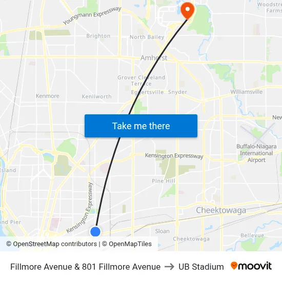 Fillmore Avenue & 801 Fillmore Avenue to UB Stadium map