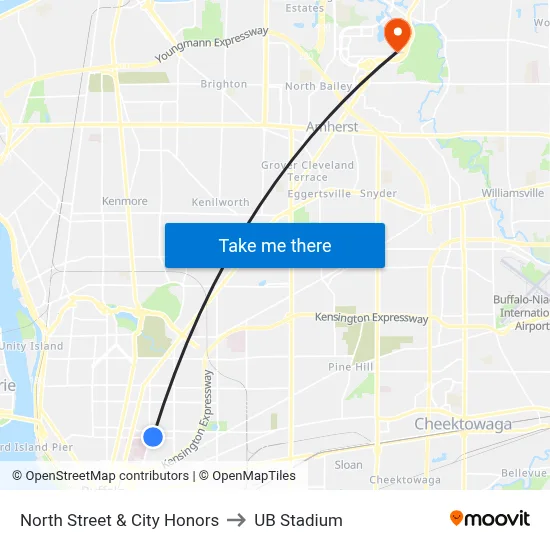 North Street & City Honors to UB Stadium map