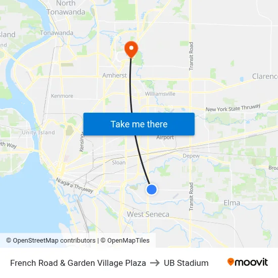 French Road & Garden Village Plaza to UB Stadium map