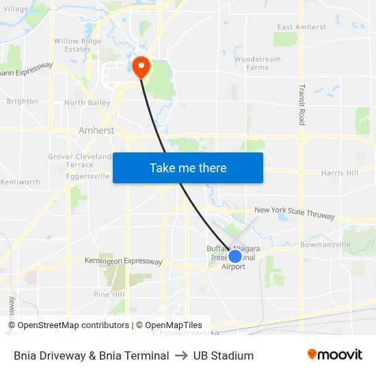 Bnia Driveway & Bnia Terminal to UB Stadium map