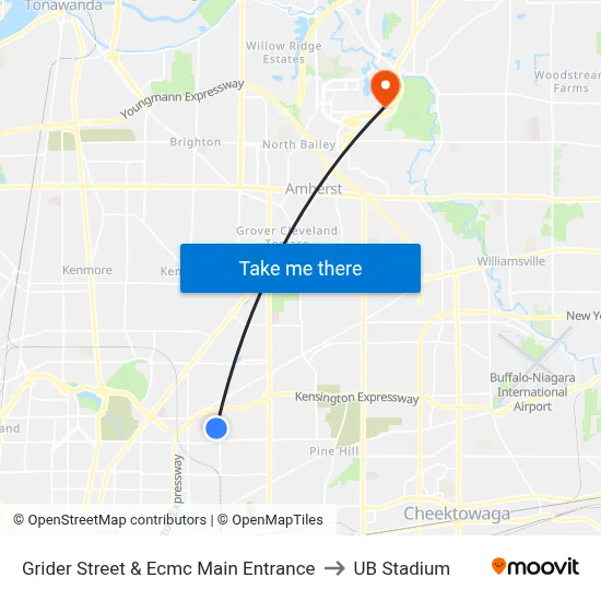 Grider Street & Ecmc Main Entrance to UB Stadium map