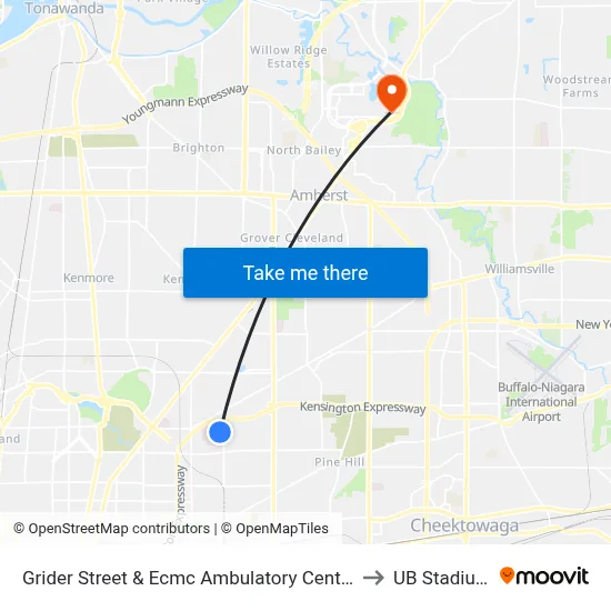 Grider Street & Ecmc Ambulatory Center to UB Stadium map