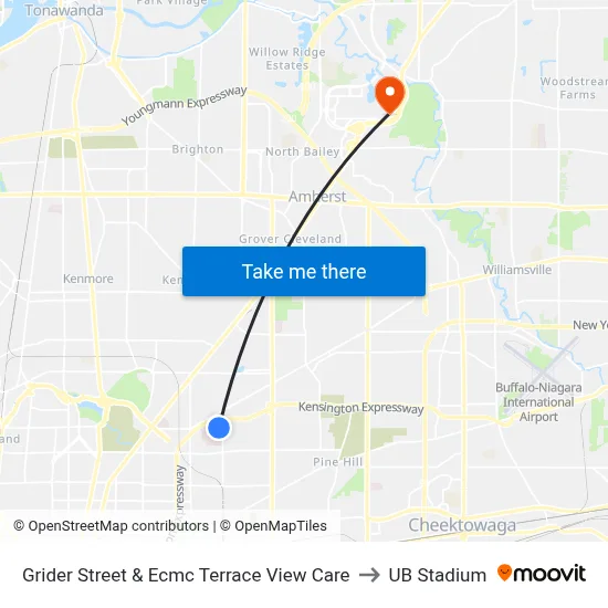 Grider Street & Ecmc Terrace View Care to UB Stadium map