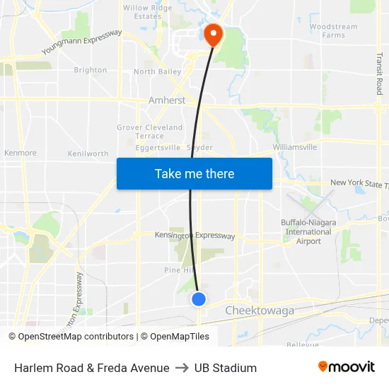 Harlem Road & Freda Avenue to UB Stadium map