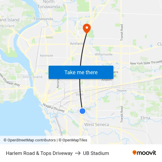 Harlem Road & Tops Driveway to UB Stadium map