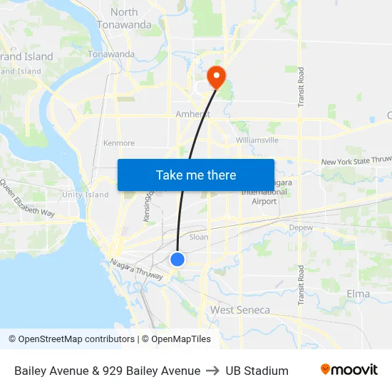 Bailey Avenue & 929 Bailey Avenue to UB Stadium map