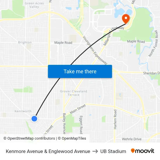 Kenmore Avenue & Englewood Avenue to UB Stadium map