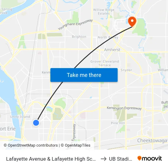 Lafayette Avenue & Lafayette High School to UB Stadium map