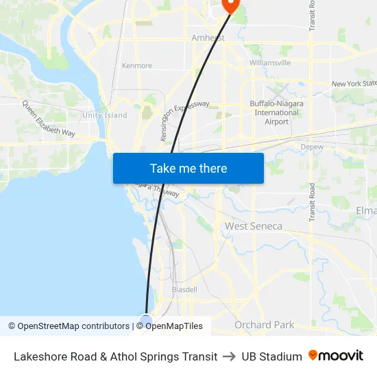 Lakeshore Road & Athol Springs Transit to UB Stadium map