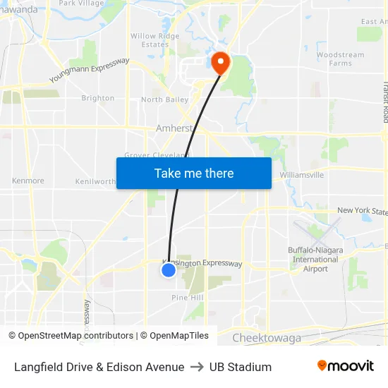 Langfield Drive & Edison Avenue to UB Stadium map