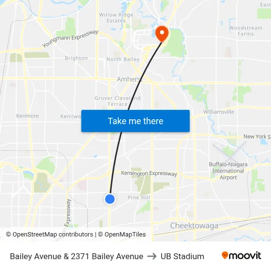 Bailey Avenue & 2371 Bailey Avenue to UB Stadium map