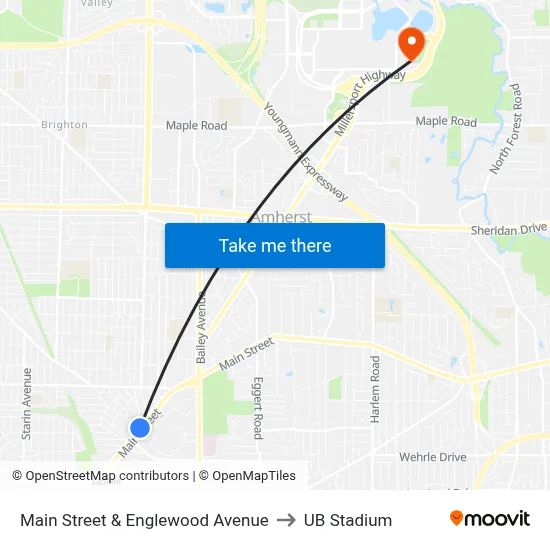 Main Street & Englewood Avenue to UB Stadium map